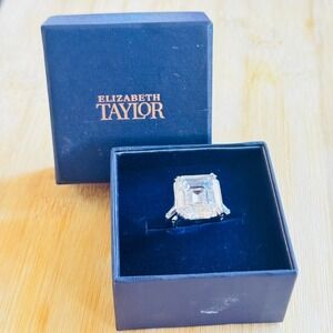 Elizabeth Taylor QVC ET Krupp Simulated Diamond ring 33.19 carats statement Sz7